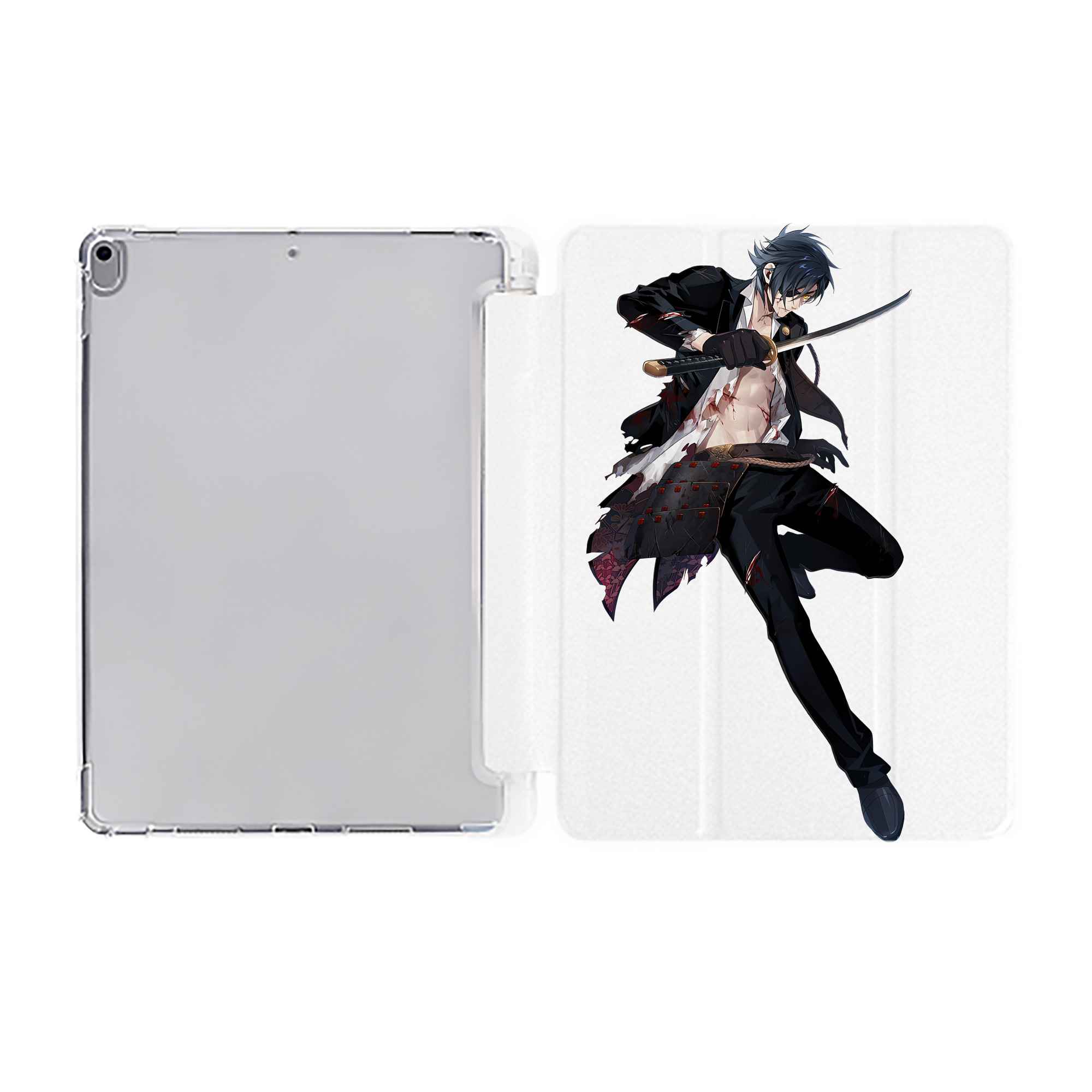 （画像用） 刀剣乱舞 Touken Ranbu IPad ケース ペン収納付き 三つ折りスタンド PUレザー×シリコン 対応機種9.5/10.5/10.9インチ